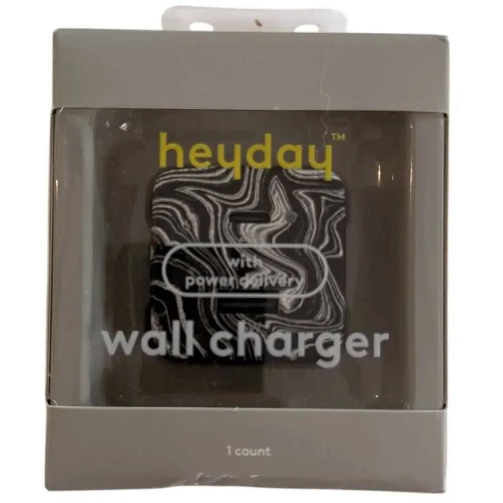 Heyday Dual Port USB-C and USB-A 25W Wall Charger Black Agate NEW